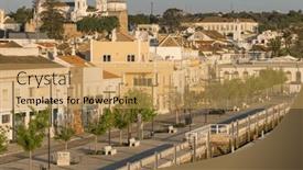 Presentation with algarve - PPT layouts with tavira-town-waterfront-at-sunrise background and a yellow colored foreground