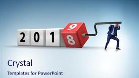  Presentation with 2019 - Audience pleasing PPT theme consisting of tax - businessman employee rotating cube backdrop and a sky blue colored foreground