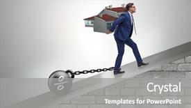  Presentation with mortgage - Beautiful presentation theme featuring tax - businessman in mortgage debt financing backdrop and a gray colored foreground
