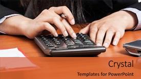  Presentation with calculator - Presentation having tax - businesswoman using a calculator background and a red colored foreground