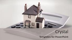  Presentation with mortgage - Audience pleasing slide deck consisting of tax - house resting on calculator concept backdrop and a light gray colored foreground