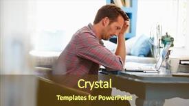  Presentation with home office - PPT theme featuring tax - stressed man at desk background and a tawny brown colored foreground