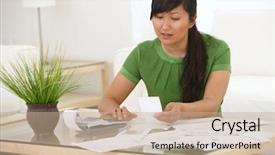  Presentation with accounting - PPT layouts with tax accounting - woman working on finances background and a coral colored foreground