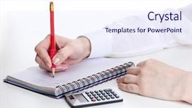  Presentation with accounting - Audience pleasing PPT layouts consisting of tax accounting - women hands with pencil notebook backdrop and a  colored foreground