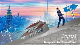  Presentation with financing - Beautiful slide set featuring tax burden - businessman in mortgage debt financing backdrop and a gray colored foreground