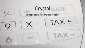  Presentation with industrial shielded metal arc - Slide deck having tax button on metal calculator background and a light gray colored foreground