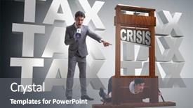 Presentation with crisis - Theme having tax collector - businessman in crisis business concept background and a gray colored foreground