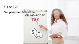  Presentation with value added tax - PPT layouts having tax concept business woman near background and a white colored foreground