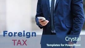  Presentation with tax evasion - Slide deck consisting of tax concept man with smartphone background and a ocean colored foreground