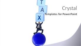  Presentation with tax - Presentation design consisting of tax-concept-with-balancing-businessman background and a white colored foreground
