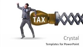  Presentation with tax - Theme featuring tax-concept-with-businessman-being background and a white colored foreground
