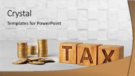  Presentation with tax - PPT theme consisting of tax concept with cubes background and a white colored foreground
