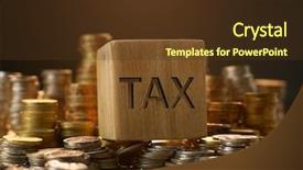  Presentation with property tax - Presentation design consisting of tax concept with wooden block background and a tawny brown colored foreground