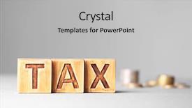  Presentation with tax - PPT theme featuring tax concept with wooden cubes background and a light gray colored foreground