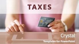  Presentation with tax refund - Beautiful slides featuring refund system - tax concept woman with credit backdrop and a coral colored foreground