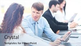  Presentation with accountant - Slide deck enhanced with company accountant in the wor background and a light blue colored foreground