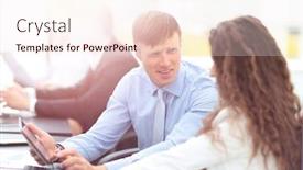  Presentation with accountant - PPT layouts featuring company accountant in the wor background and a lemonade colored foreground