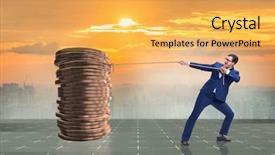  Presentation with stack - Colorful PPT theme enhanced with tax credit - businessman pulling stack of gold backdrop and a yellow colored foreground