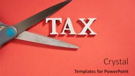  Presentation with tax - PPT theme featuring tax-cuts-symbolized-by-scissors background and a red colored foreground