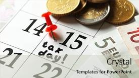  Presentation with tax day - Colorful PPT layouts enhanced with tax day in the calendar backdrop and a light gray colored foreground