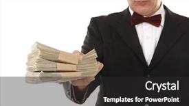  Presentation with tax evasion - Cool new slide set with tax evasion - man is offering money backdrop and a dark gray colored foreground