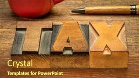  Presentation with rustic wood - Presentation theme with tax-financial-concept-in-vintage background and a tawny brown colored foreground