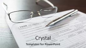  Presentation with tax - Beautiful PPT theme featuring tax form 1040 for individual backdrop and a light gray colored foreground