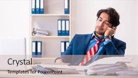  Presentation with office - Theme enhanced with tax free - young handsome businessman sitting background and a soft green colored foreground