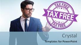 Presentation with tax - Presentation theme with tax-free-shopping-concept background and a light blue colored foreground