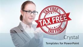  Presentation with tax - PPT theme featuring tax-free-shopping-concept background and a light blue colored foreground