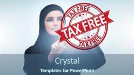 Presentation with tax - Slide deck featuring tax-free-shopping-concept background and a ocean colored foreground