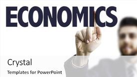  Presentation with economics - Amazing slide deck having tax graduation - business man pointing the text backdrop and a white colored foreground