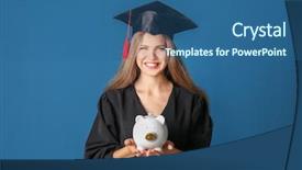  Presentation with piggy bank broken piggybank - Amazing PPT theme having tax graduation - young graduate with piggy bank backdrop and a  colored foreground