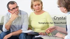  Presentation with financial - PPT theme featuring tax law - mature couple getting financial advice background and a soft green colored foreground