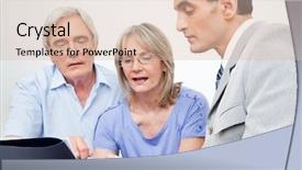  Presentation with financial law - PPT theme consisting of tax law - senior couple getting financial advice background and a lemonade colored foreground