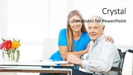  Presentation with tax - Audience pleasing PPT theme consisting of tax law - woman and senior man filling backdrop and a white colored foreground