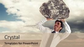  Presentation with lift - Slide deck featuring tax management - stressed businessman trying to lift background and a soft green colored foreground