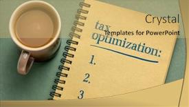  Presentation with tax planning - Presentation enhanced with tax-optimization-list-handwriting background and a yellow colored foreground
