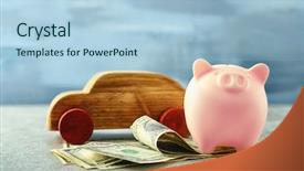  Presentation with piggy bank - Audience pleasing slides consisting of tax policy - car insurance concept piggy bank backdrop and a light blue colored foreground