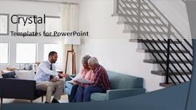  Presentation with senior couple - Slide deck with tax policy - senior couple meeting with male background and a  colored foreground