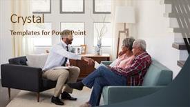  Presentation with senior couple - Theme enhanced with tax policy - senior couple meeting with male background and a lemonade colored foreground