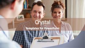  Presentation with advisor to senior clients - Cool new PPT layouts with tax policy - senior couple meeting with male backdrop and a  colored foreground