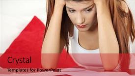 Presentation with bills - Slides featuring tax problems - young beautiful woman stressed because background and a red colored foreground