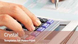  Presentation with business calculator - Beautiful PPT theme featuring tax record - hands of accountant business woman backdrop and a coral colored foreground