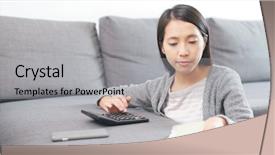  Presentation with record - Cool new presentation theme with tax record - housewife calculating the expense backdrop and a light gray colored foreground