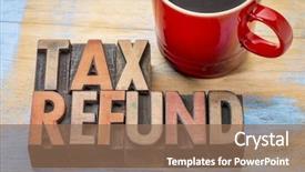  Presentation with tax abstract - Presentation theme having tax refund - word abstract background and a violet colored foreground