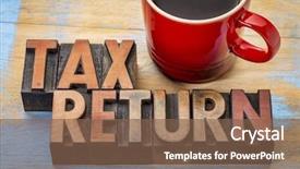  Presentation with tax abstract - Cool new slides with tax return - word abstract backdrop and a tawny brown colored foreground