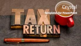  Presentation with tax abstract - Audience pleasing presentation theme consisting of tax-return-banner-word-abstract backdrop and a tawny brown colored foreground