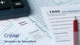  Presentation with tax income - Audience pleasing theme consisting of tax return form for 2015 backdrop and a  colored foreground
