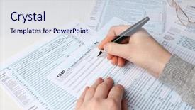  Presentation with next year - Slide deck consisting of tax return form for 2015 background and a sky blue colored foreground